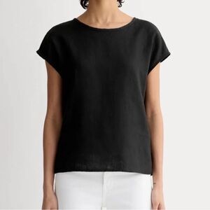 Everlane The Muscle Linen Classic Black Women's Top